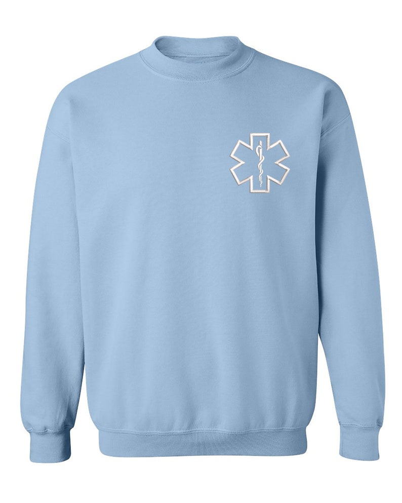 Paramedic Star Crewneck Sweatshirt, Gift for Her, Paramedic Pullover Sweater, Unisex Winter Sweatshirt, First Responder Gift, EMT Sweatshirt SKY BLUE