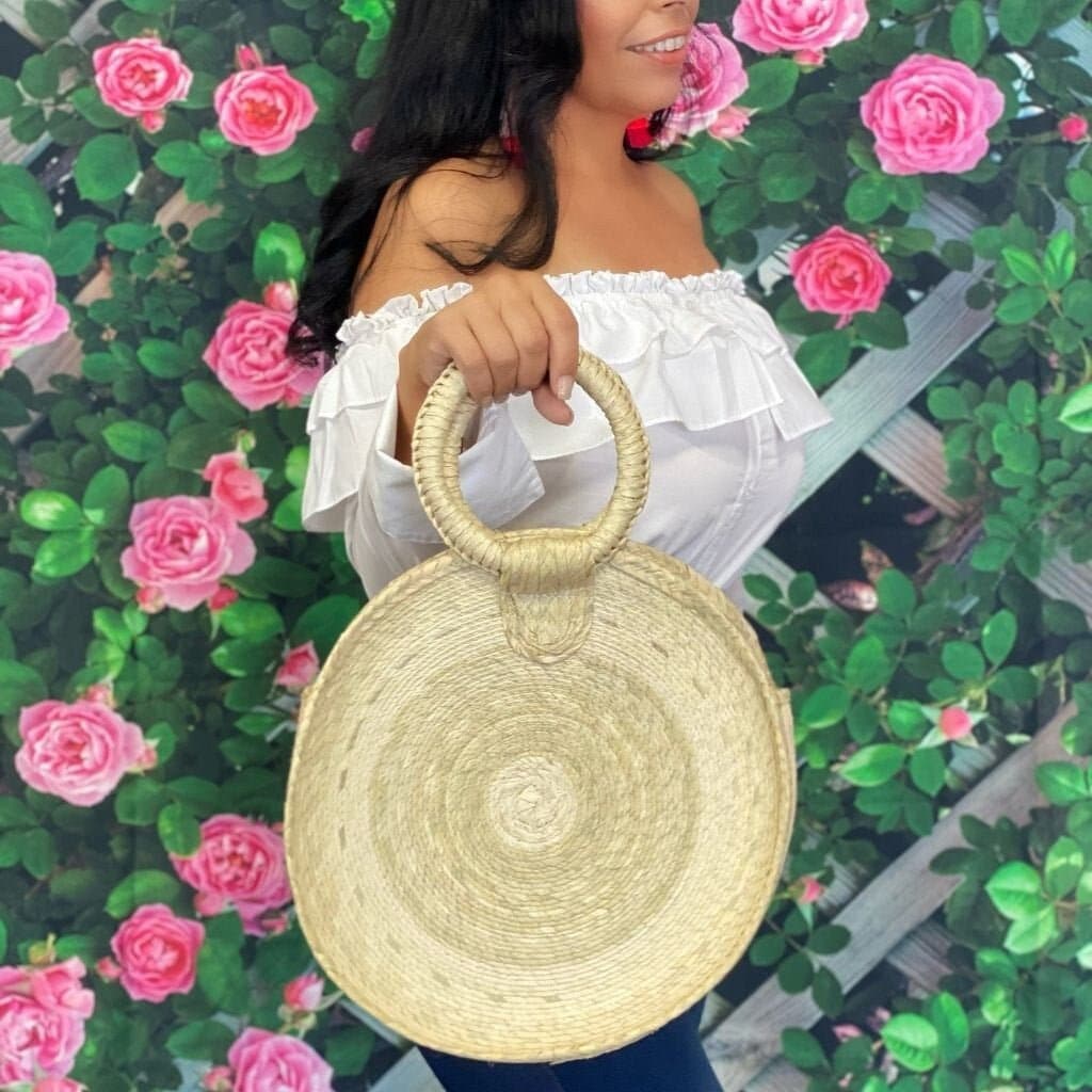 Straw bag round handle hotsell