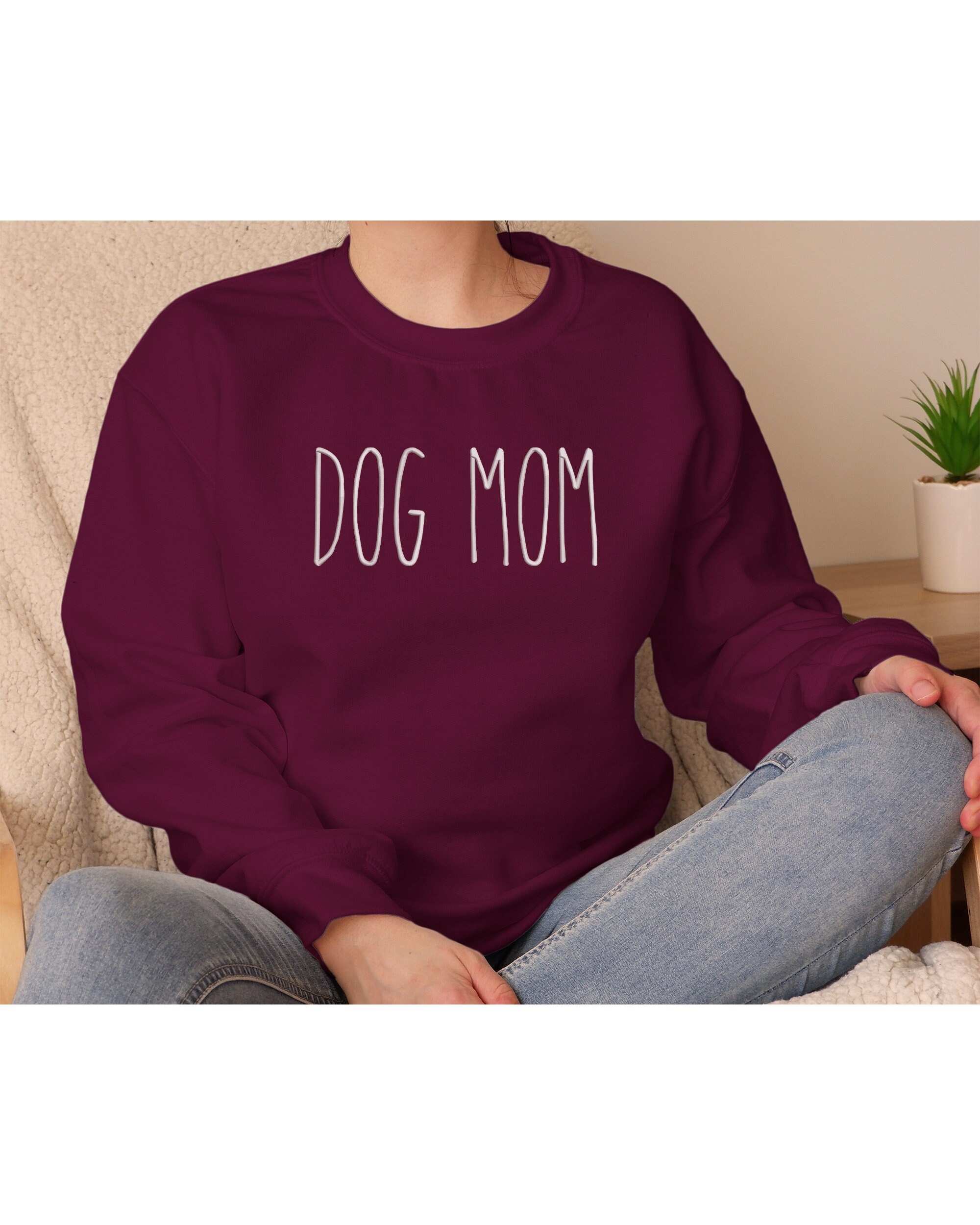 Dog Mom Crewneck Sweatshirt Pet Lovers Gift Embroidered Etsy UK