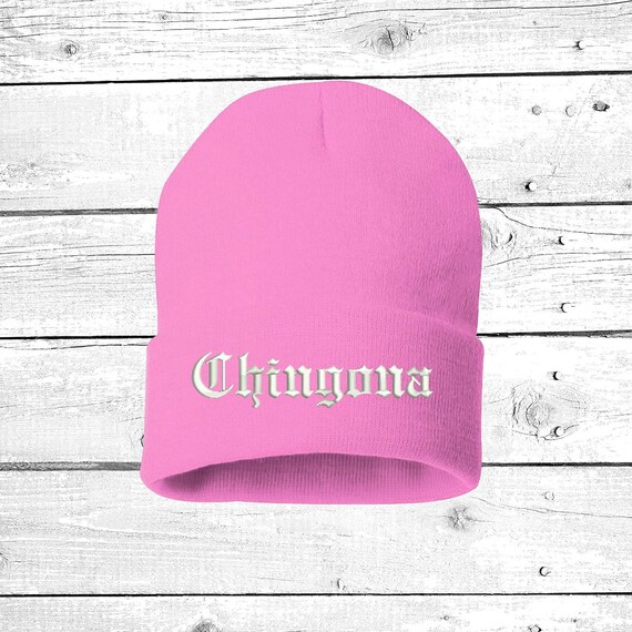 Chingona Embroidered Beanie, Cuffed Acrylic Winter Hat