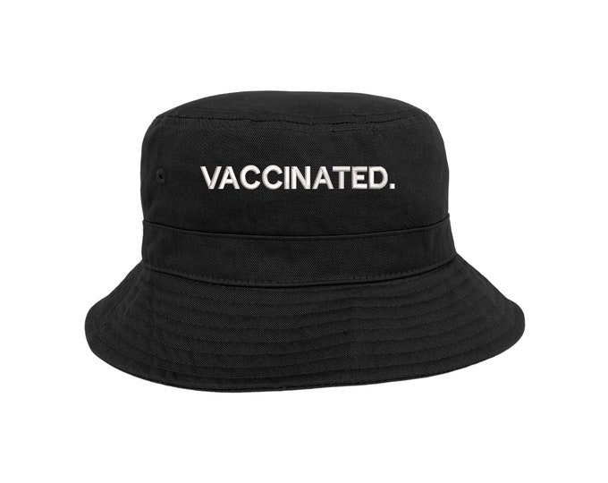 Vaccinated Bucket Hat, Embroidered Hat, COVID-19 Bucket Hat, Zodiac Hat, Unisex Beach Bucket Hats, Custom Made Cap, Birth Star Hat