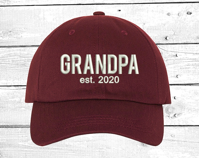 GRANDPA EST 2020 Dad Hat Grandfather 2020 Hat, Grandma Est. 2020, New Grandparents Gift Grandpa 2021 Hat, Grandma 2021 Baseball Cap Hats