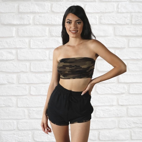 Camo Tube Top and Short Set , Two-piece Camouflauge Set, Womens Crop Top  and Shorts Set, Seamless Tube Top , Loungewear 2-piece Set -  Canada