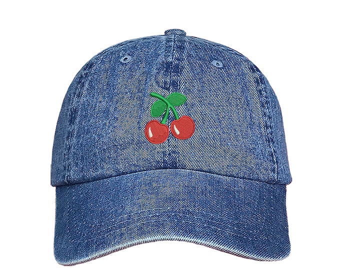 Cherries Dad Hat, Cherry Symbol Baseball Cap, Fruit baseball hats Funny Hat, Red Cherries Caps, Spring Hats, Artsy Unisex Hat