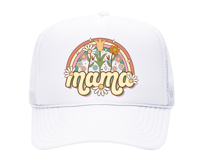 Mama Spring Flowers Trucker hat, Mama Spring Baseball Cap, Mama Mode Cap, Spring, Summer Trucker Hat, Unisex Spring Hat