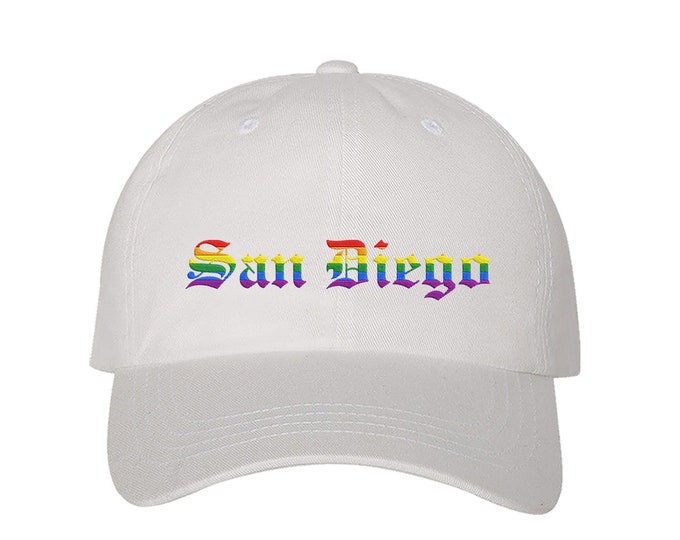 San Diego Pride Dad Hat, LGBT Hat, Rainbow Baseball Hat, SD Pride Baseball Cap, Pride Flag Hat, Lgbtqia Baseball Hat, SD Pride Parade Hat