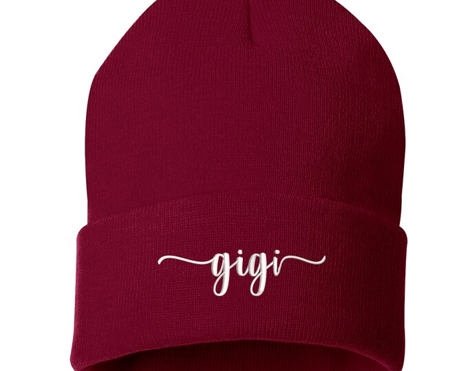 Gigi Cuffed Beanie Hat, Embroidered Beanie, Cuffed Beanie, Grandma Beanie, Grandma Hat, Gift for Her, Mothers Day, Mothers Day Gift, Grandma