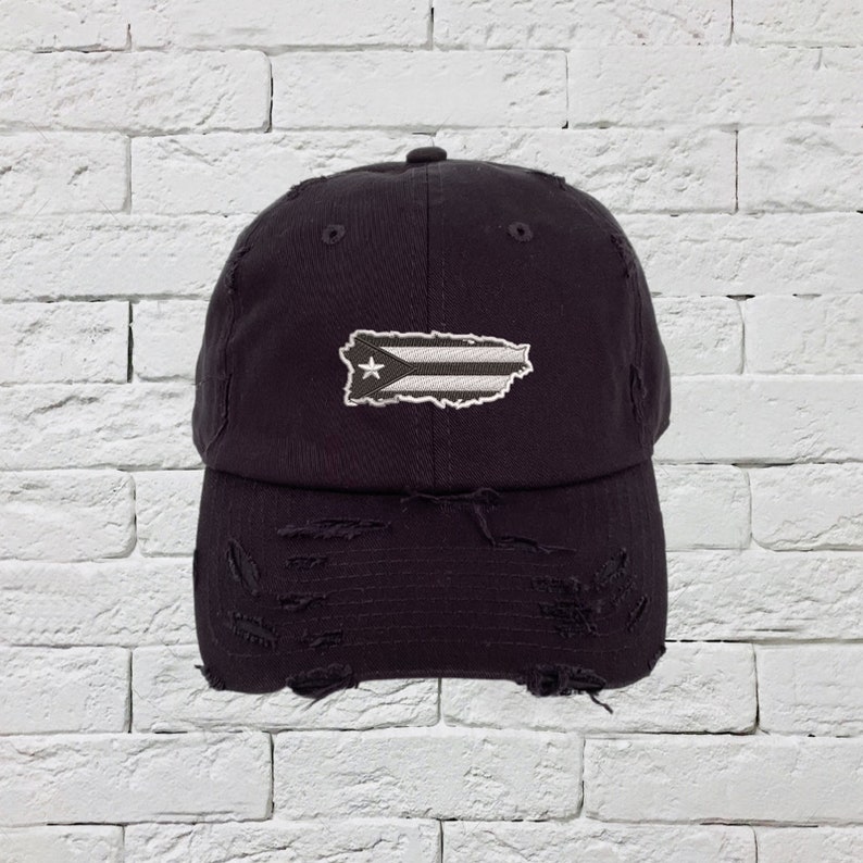 Anarchy Dad Hat Puerto Rico Black Island Vintage Distressed Dad Hat Unisex Baseball Cap Baseball Cap Hat Embroidery Hat Low Profile