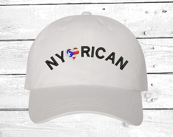 NY Rican Flag, Baseball Hat, Puertorican Festival Hats, New York, Embroidered Baseball Cap, Puerto Rico Dad Hats, Boricua Hats