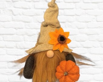 Handmade Pumpkin Sunflower Gnome, Fall Decor