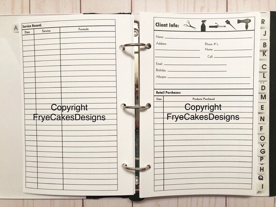 Hair Stylist Client Organizer Stylist Tools Design Etsy