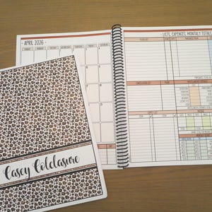 12 Month Dated Appointment Book With Complete Business Organizer/Planner + UPGRADE OPTIONS - Leopard Print Design - Start Any Month