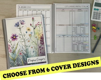 12 Month Dated Appointment Book With Complete Business Organizer/Planner + UPGRADE OPTIONS - Spring Flowers Design (choice of 6 designs)