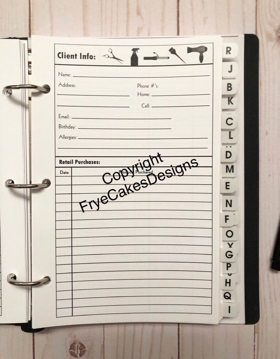 Hair Stylist Client Organizer Stylist Tools Design Etsy