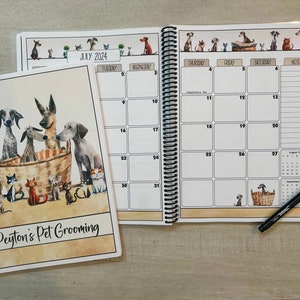 2026 Pet Sitter Planner & Organizer with Pet and Owner Info Pages and Income Tracking. Illustrated Pets Design. Large or Medium