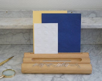 "Raw material" office accessories - Pencil case, card holder and magnetic log for stapled paper clips etc.