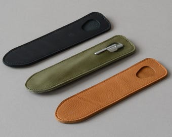 Handmade Leather Pen Case in Black, Tan or Olive.