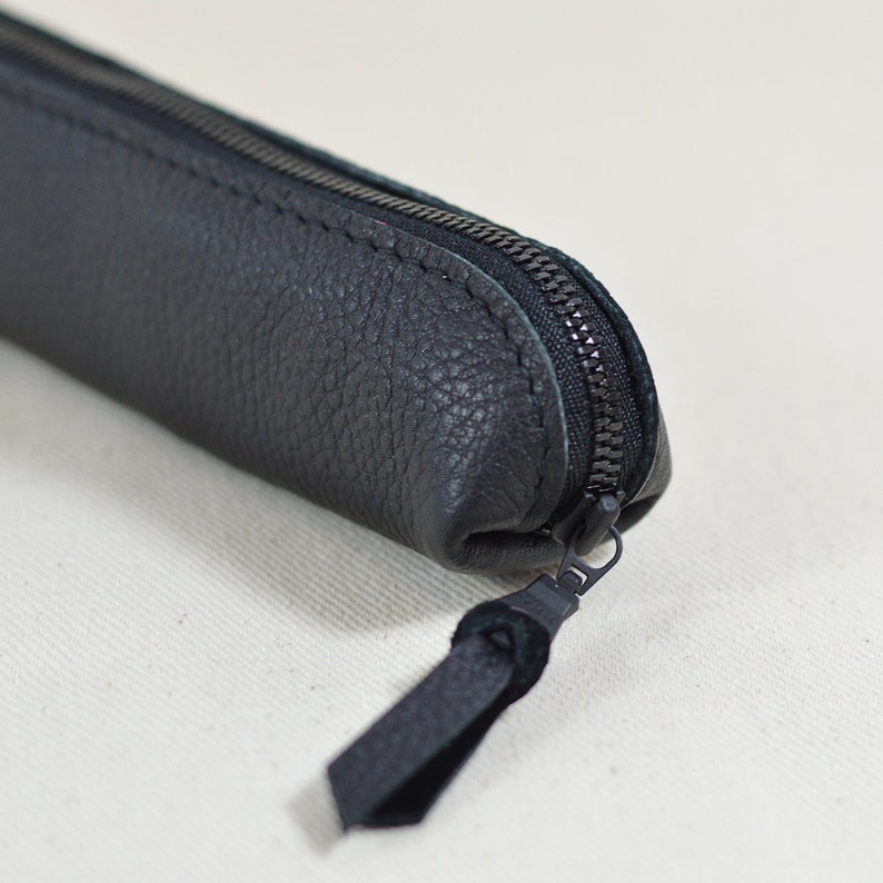 Handmade Black Leather Pencil Case Etsy