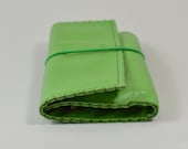 Green Leather Pencil Wrap with Scallop edge detail & internal YKK zip