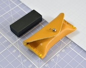 Handmade Yellow Leather Pencil Eraser Case & Black Eraser