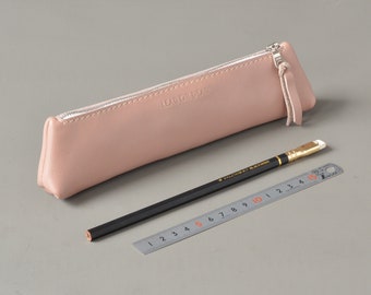 Handmade Pink Leather Pencil, Pen Case.