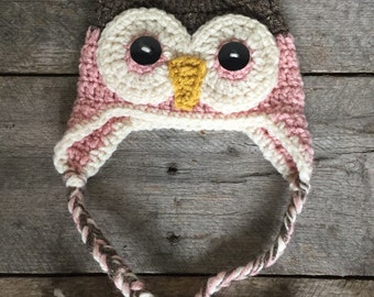 Owl hat; bird hat; gender neutral hat; baby hat.