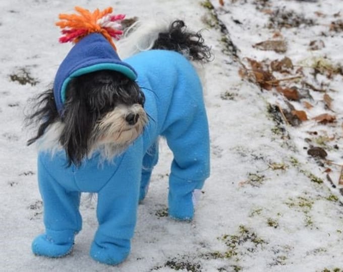 Winter dog suit / Dog suit with attached boots / Dog boots/ Etsy