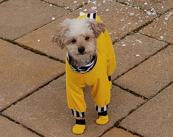 Yellow Dog Rain Coat With Built In Booties / Dog Coat / Dog Suit / Custom Made Dog Coat / Dog Boots
