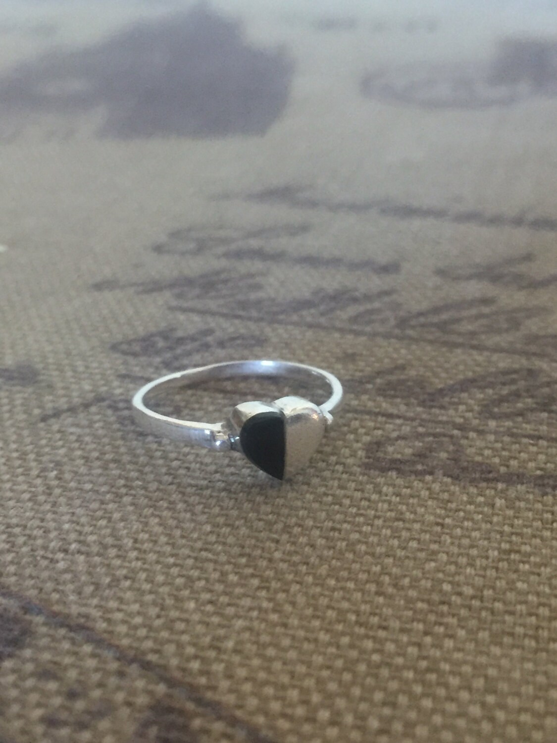 Size 5 3 4 Sterling Silver Black Onyx Heart Ring 1 4 Grams Etsy