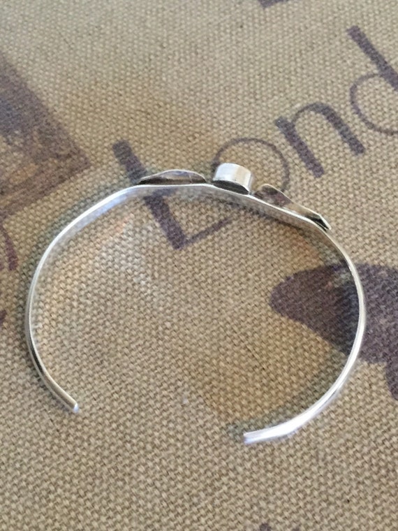 Sterling Silver Orange Agate Leaf Bangle Bracelet… - image 3