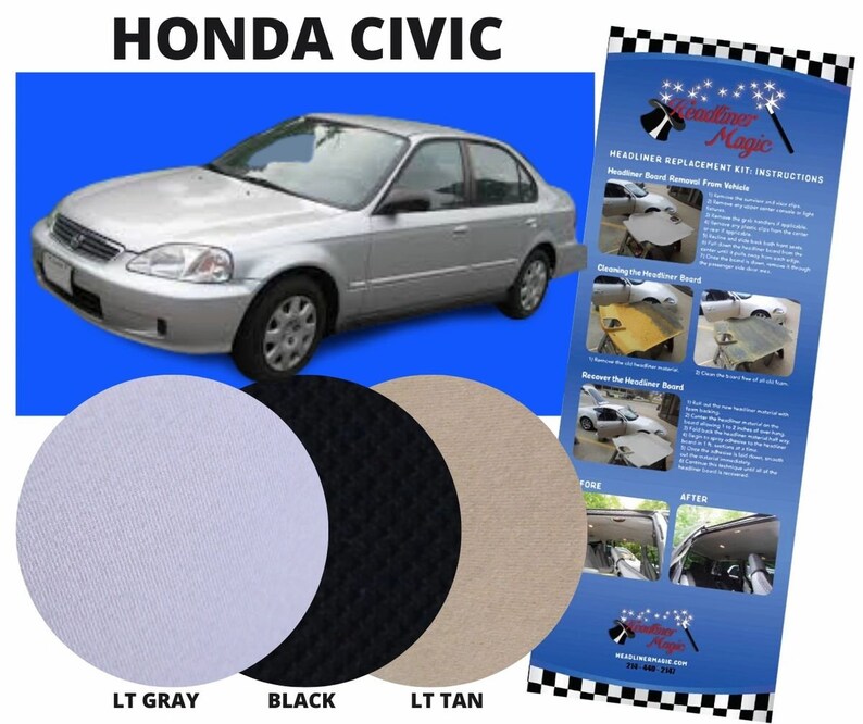 Headliner Ceiling Repair Fabric Material Fits HONDA CIVIC up Etsy