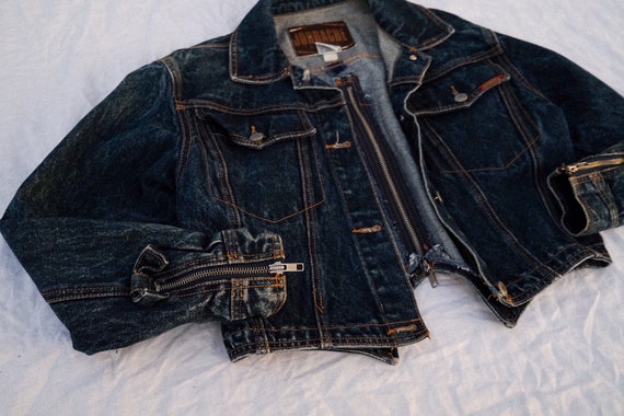 Acid Wash Bow Denim Jacket