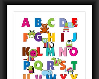 16 x 20 Instant Download ABC Alphabet Animals Nursery Art Digital Print
