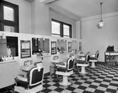 8 x 10 Print Vintage Photo 1925 Barber Shop Interior