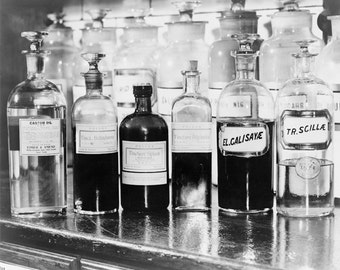 Instant Download Vintage Image Apothecary Old Drugstore Pharmacy Bottles 1900 - 8 in. x 10 in.
