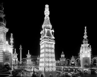 Instant Download Vintage Image1905  Luna Park Coney Island New York At Night - 8 in. x 10 in.