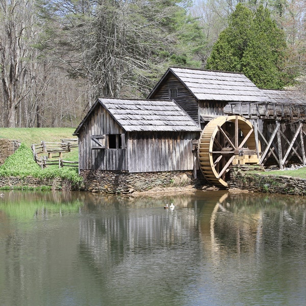 8 x 10 Instant Download Old Mill by the Pond Blue Ridge Mountains Color Digital Print