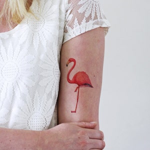 Flamingo temporary tattoo | flamingo tattoo | vintage temporary tattoo | bohemian temporary tattoo | festival temporary tattoo | flamingo