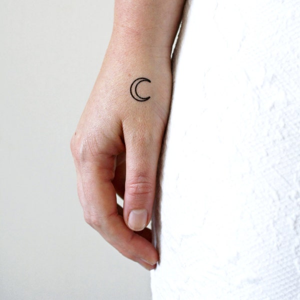 4 tatuajes temporales pequeños de luna / tatuajes temporales pequeños / tatuajes de luna / niño de la luna / idea de regalo de luna / tatuaje bohemio / tatuaje bohemio / Regalo