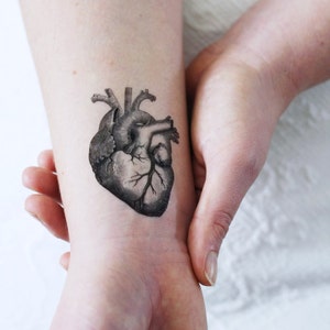 Menschliches Herz temporäres Tattoo | vintage temporäres Tattoo | Herz temporäres Tattoo | Liebe temporäres Tattoo | Liebende Geschenkidee | vintage Herz