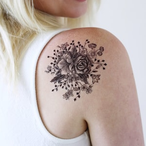Large floral temporary tattoo | rose temporary tattoo | flower temporary tattoo | boho gift idea | festival accessoire | festival tattoo