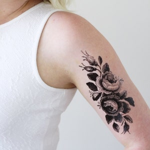 Large floral temporary tattoo rose temporary tattoo flower temporary tattoo boho gift idea festival accessoire festival tattoo image 3