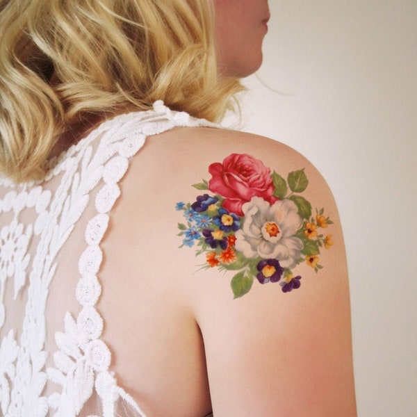 Round floral temporary tattoo | bohemian temporary tattoo | flower temporary tattoo | bohemian gift | festival temporary tattoo | bohemian