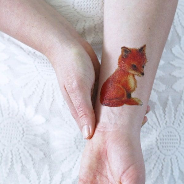 Small fox temporary tattoo | boho temporary tattoo | fox gift idea | boho gift idea | fox tattoo | fox fake tattoo | fox accessoire | fox