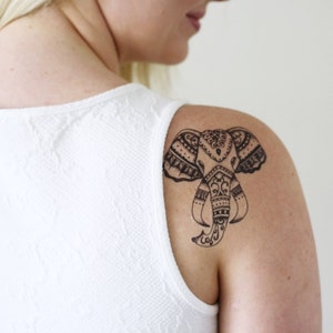 Elephant temporary tattoo | elephant head temporary tattoo | bohemian temporary tattoo | boho accessory | boho gift idea | boho | Gift
