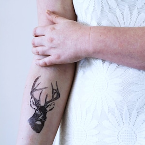 Deer head temporary tattoo | deer temporary tattoo | vintage temporary tattoo | bohemian temporary tattoo | Gift