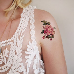 Small rose temporary tattoo | small temporary tattoo | floral temporary tattoo | flower temporary tattoo | vintage temporary tattoo | floral