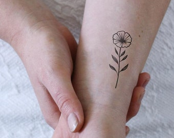 kleine Blume temporäres Tattoo | florales Tattoo | kleines florales temporäres Tattoo | elegantes temporäres Tattoo | vintage florales Tattoo | Schön