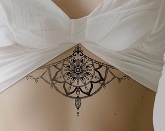 Sternum mandala temporary tattoo | Sternum tattoo | mandala temporary tattoo | bohemian tattoo | boho tattoo | festival tattoo | accessory