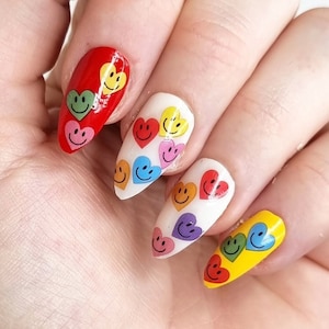 Conversation Heart Waterslide Nail Decals | DIY Nail Art | Valentine&#39;s Day Nail Stickers | Heart Shaped Candy Nails | Valentines Day Nails